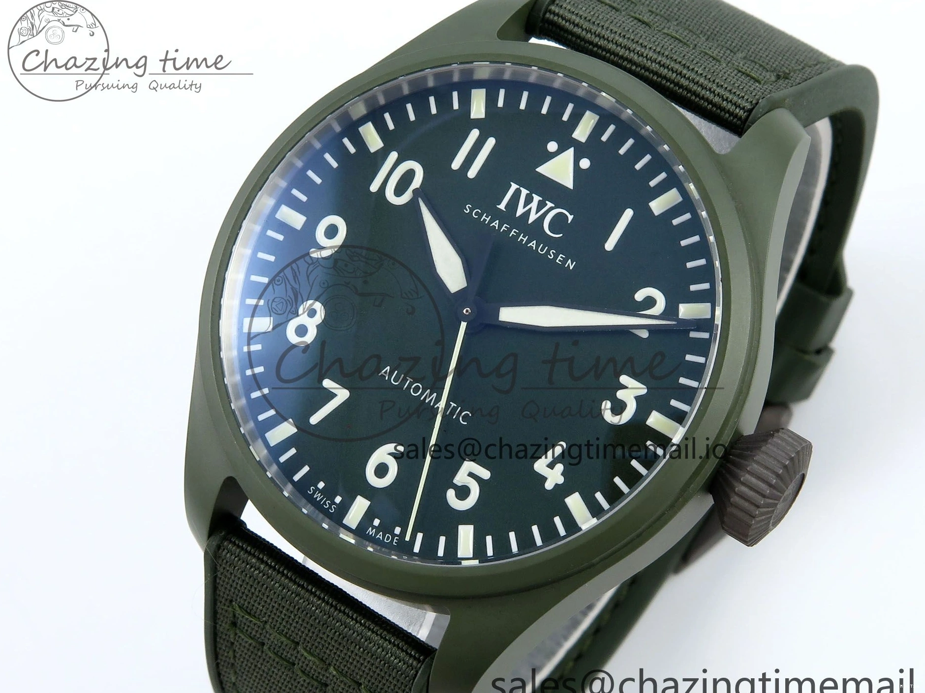 MIROTIME 0515 Big Pilot IW329802 M+F 1:1 Best Edition Green Dial on Green Nylon Strap MY Unique 7002